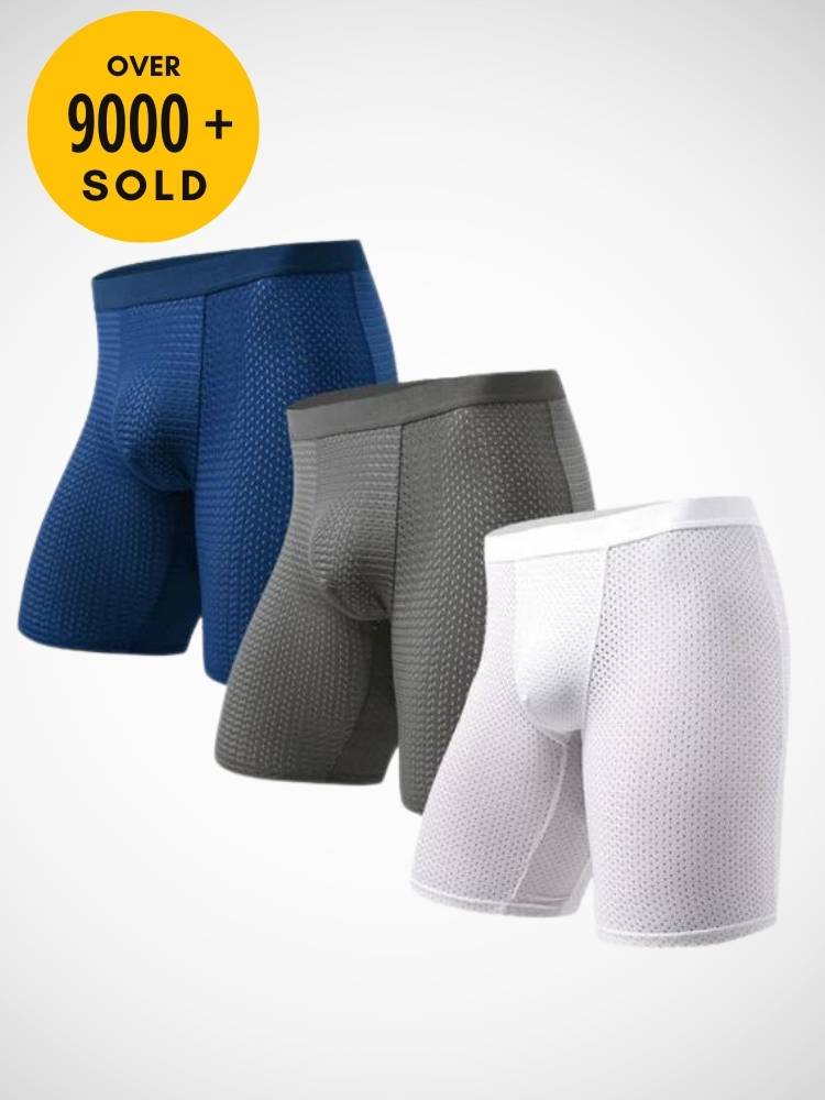 3 Pack Bamboo Fiber Long Sport Boxer Briefs - For All-Day Comfort