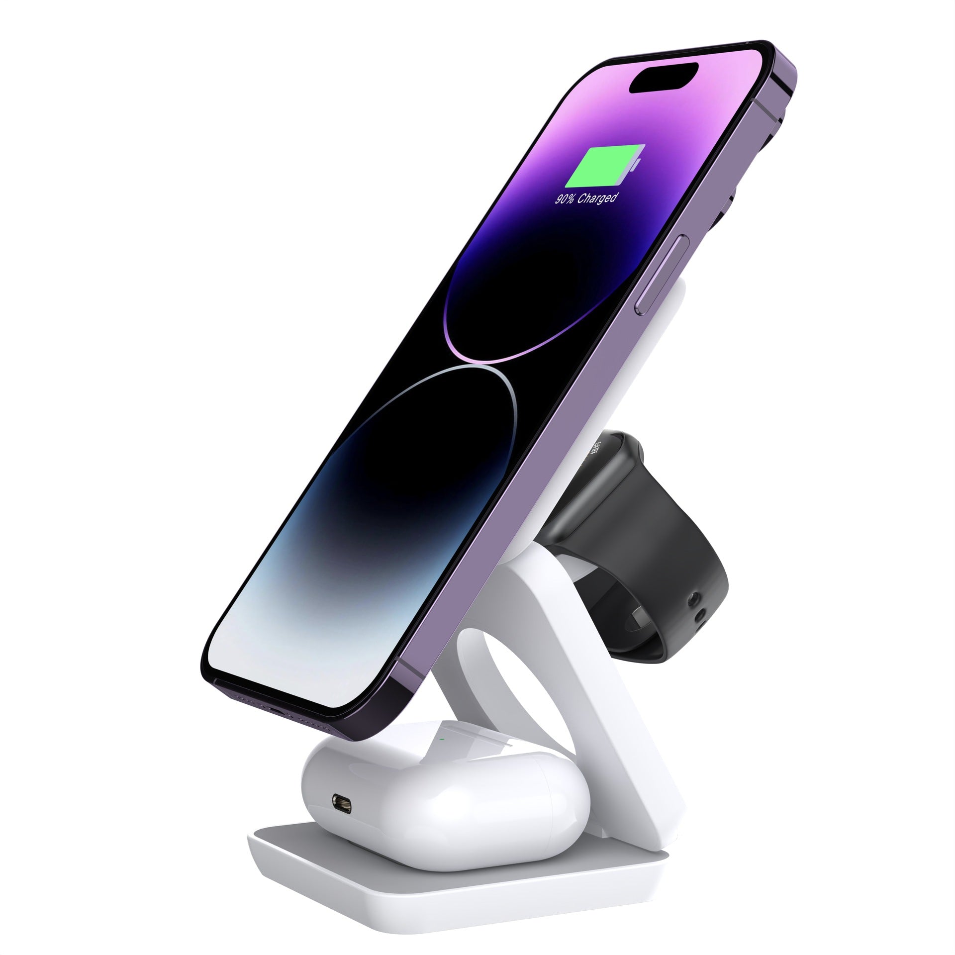 Folding 3-in-1 Wireless Charger Portable Magnetic Suction