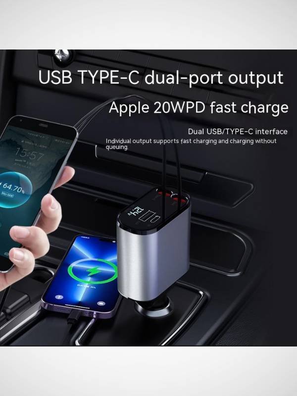 FAST 100W Car Phone Charger Lighter USB And TYPE-C Adapter