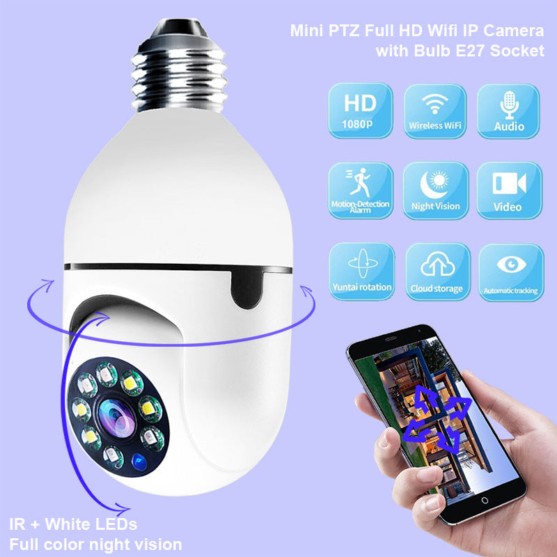 Smart WiFi Bulb Camera | 1080P, 4X Zoom | 5G Alarm & Home Security Monitor