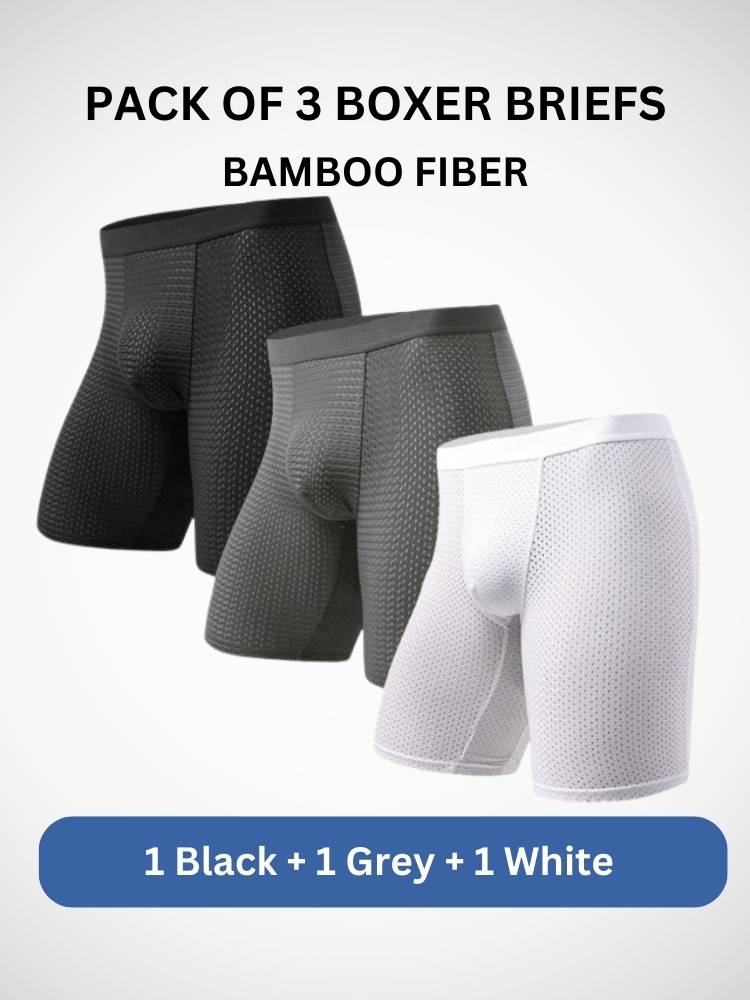 3er-Pack lange Sport-Boxershorts aus Bambusfaser – für ganztägigen Komfort