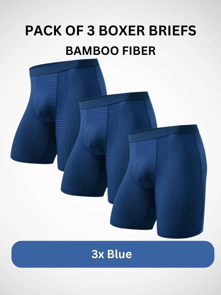 Paquete de 3 calzoncillos bóxer deportivos largos de fibra de bambú: para comodidad durante todo el día