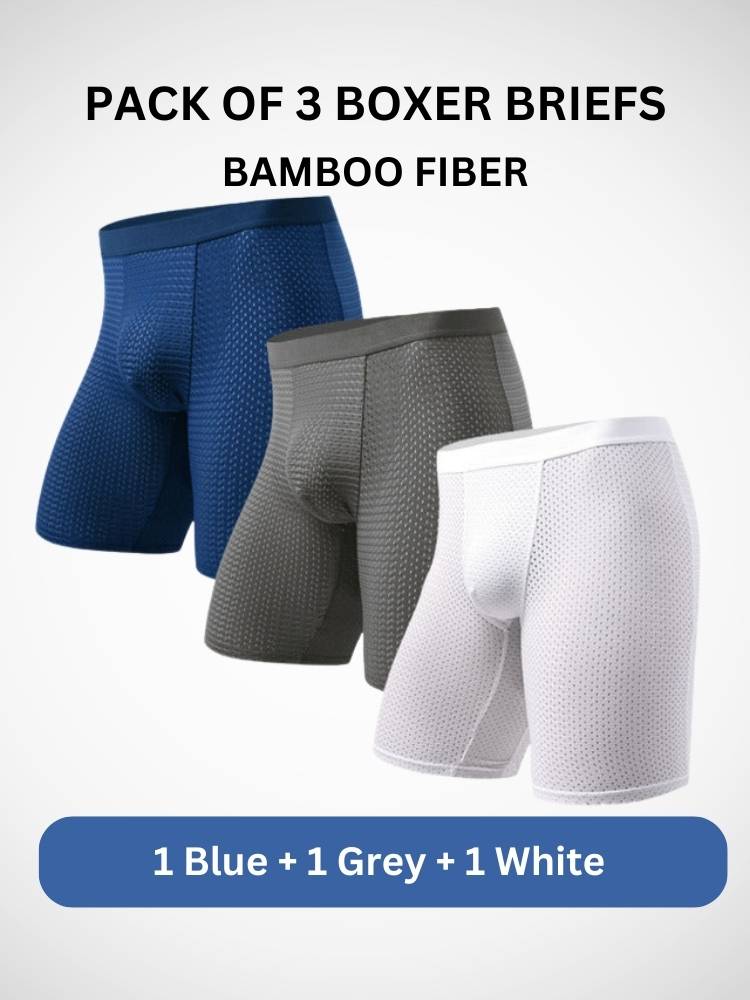 3er-Pack lange Sport-Boxershorts aus Bambusfaser – für ganztägigen Komfort